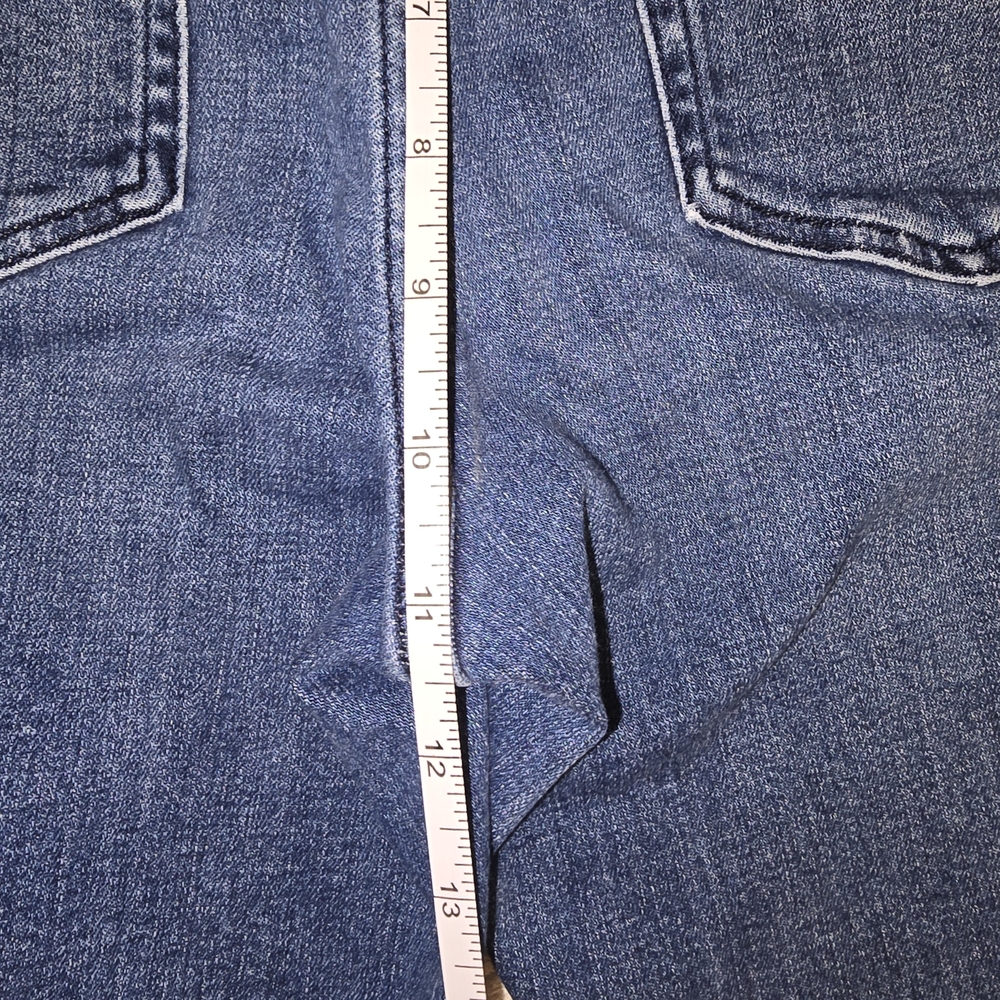 Vintage Ralph Lauren Dark Blue Crop Straight Leg Jeans With Plaid Cuff Lining - Picture 7 of 9